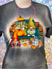 Dark Heather Bleached tee with Gnomes and pumpkins on back of old truck for Fall.