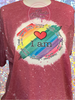 Heather Cardinal bleach patterned tee with I Am Christian verses.