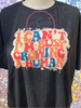 Pitch Black Mist tee with I Can't I'm Busy Growing a Human.