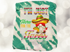 Heather Irish Green bleach patterned tee with Mexican Gnome saying I'm Just Here For The Tacos.